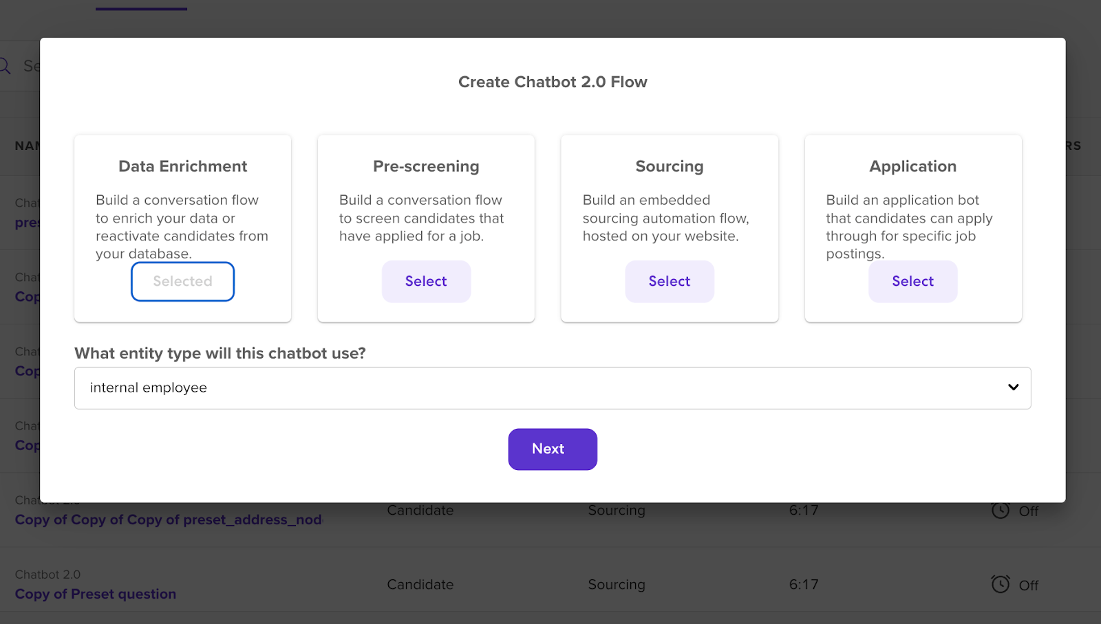Creating a New Chatbot Flow – SenseHQ